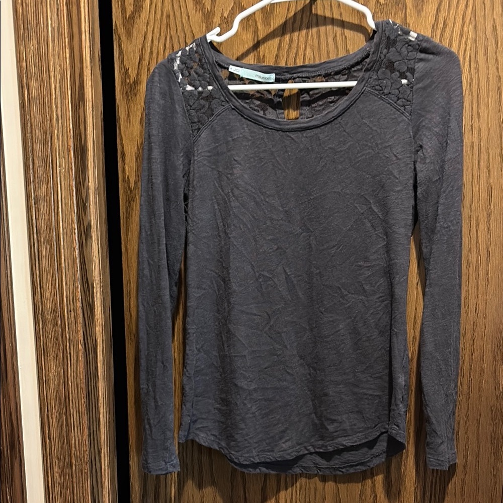 Maurices Gray Embellished Long Sleeve Blouse